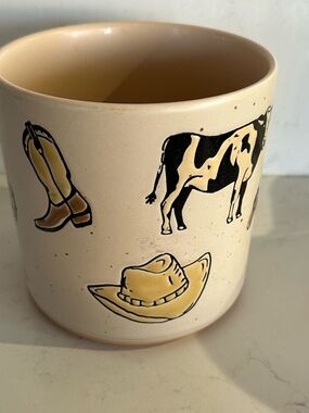 Decorative Clay Planter with Graphic Western Motifs by Under The Sun